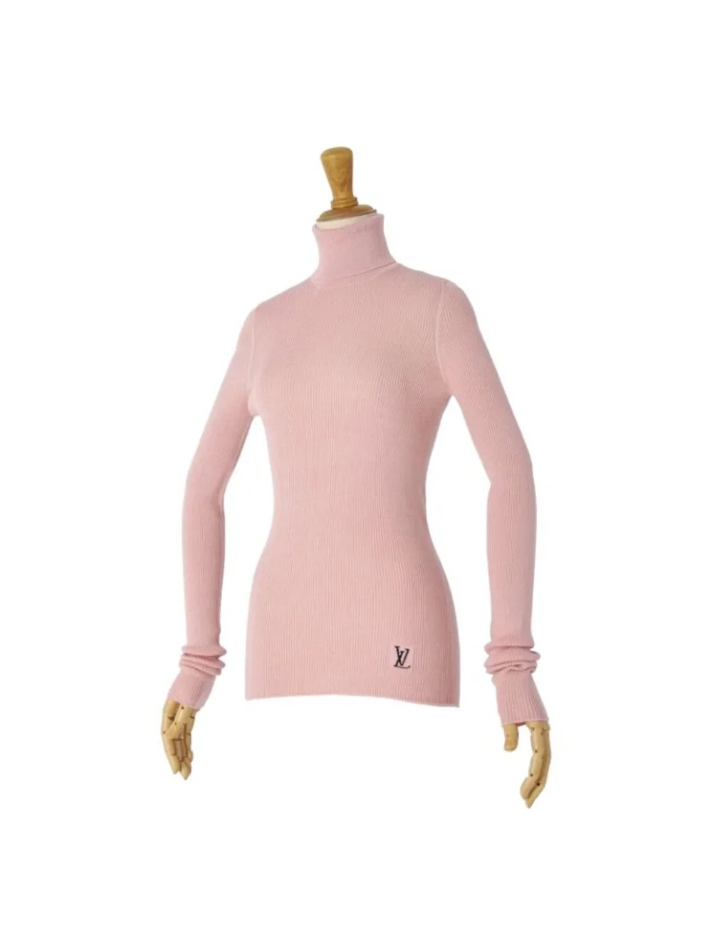 Louis Vuitton Knit Sweater Turtleneck Long Sleeve Top Wool Silk Pink